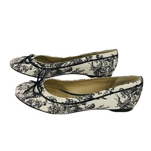Talbots Shoes - Talbots Black and Cream Toile Ballet Flats
